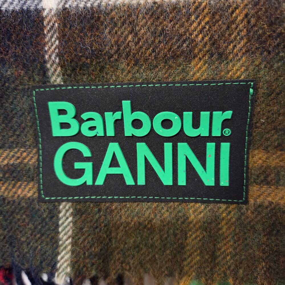 Ganni X Barbour green Tartan check wool scarf - Picture 5 of 7